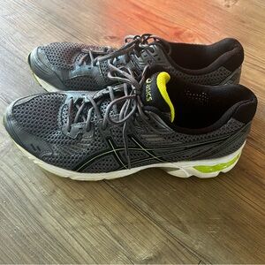 ASICS T3B1Q Men's Black and Lime gel mesh Athletic sneakers.  Size 12